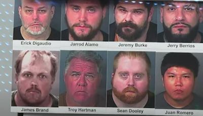 8 men arrested on several charges, including human trafficking and attempted sexual battery