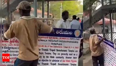 TTD removes declaration boards for non-Hindus after former CM Jagan Mohan Reddy cancels his Tirumala visit; video goes viral | Vijayawada News - Times of India