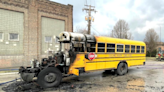 PHOTOS: Fire on local school bus; no students aboard