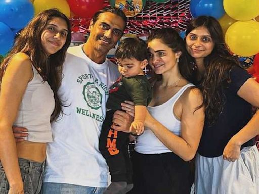 Arjun Rampal celebrates sons Ariv and Arik's birthdays with daughters Mahikaa and Myra; GF Gabriella drops fam-jam moments