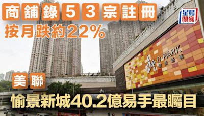 商舖錄53宗註冊 按月跌約22% 美聯：愉景新城40.2億易手最矚目