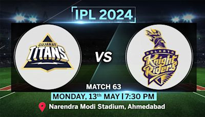 GT vs KKR IPL 2024 Live Score Kolkata Knight Riders vs Gujarat Titans IPL Match 63 toss updates latest match scorecard