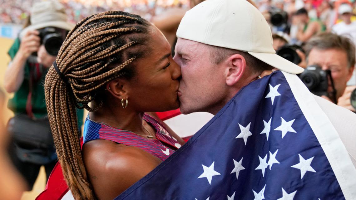 An Olympics love story: Team USA track and field power couple shine bright in Paris