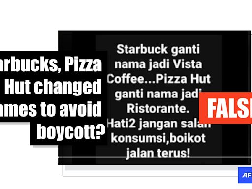 Starbucks, Pizza Hut did not 'change brand names to avoid Israel boycott'