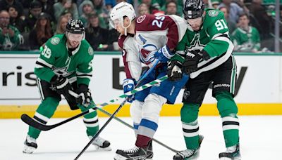 Miro Heiskanen scores 2 power-play goals and Stars beat Avs 5-3 in Game 2 to even series