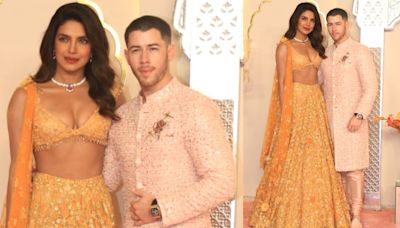Priyanka Chopra and Nick Jonas make a cute entry at Anant Ambani and Radhika Merchant’s wedding. Watch