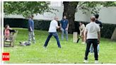 Shah Rukh Khan and Suhana Khan playing cricket with family in London | - Times of India