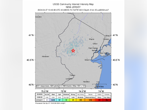 Earthquake reported in Somerset County, New Jersey