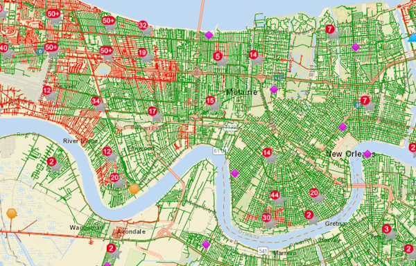 100,000 without power in New Orleans metro; hurricane-force winds recorded in severe weather