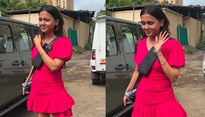 Tejasswi Prakash gives peppy spin to monsoon style with a rose-pink mini dress and Prada bag