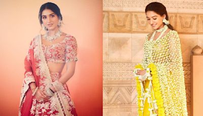 Bride-to-be Radhika Merchant shines bright in stunning Anamika Khanna outfits, but it's her dupatta made from jasmine buds that truly steals the show