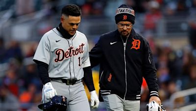 Detroit Tigers' Gio Urshela (right hamstring tightness) exits game vs. Twins early