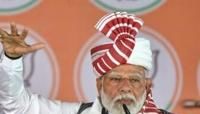 Narendra Modi, India's prime minister and leader of the ruling Bharatiya Janata Party at an election campaign rally in Gumla district in Jharkhand state