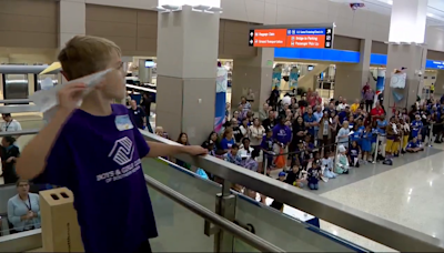 Future aviators enjoy a fun day at Harry Reid for Paper Plane Palooza