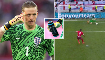 Image of Jordan Pickford's water bottle goes viral after his penalty heroics vs Switzerland