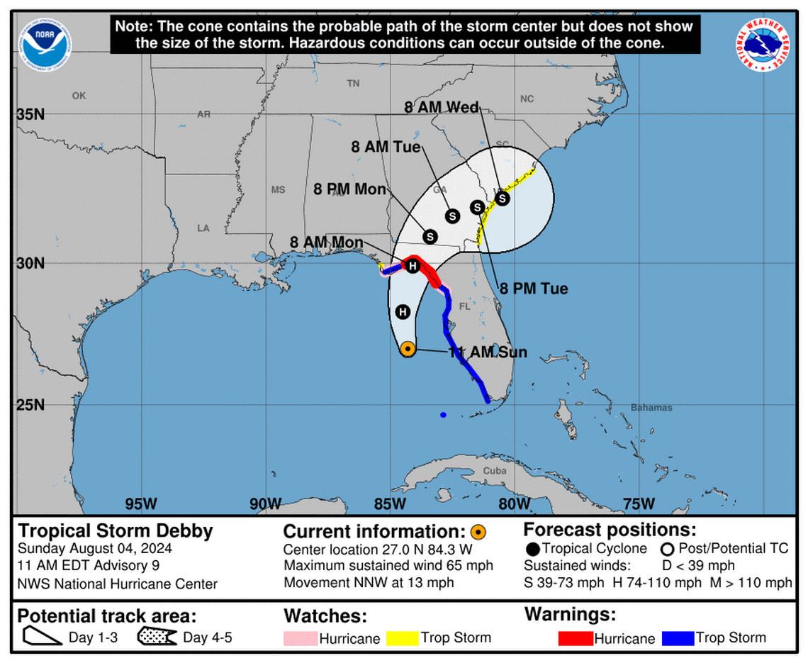 Sunday, Aug 04: Latest updates from the NHC on Tropical Storm Debby