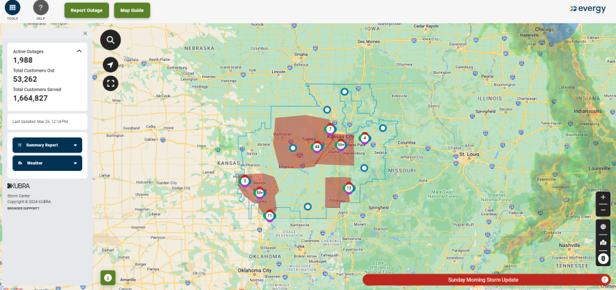 Evergy reports over 50K still without power in Kansas City metro