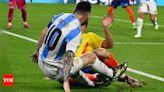 Lionel Messi suffers leg injury in Copa America final against Colombia | Football News - Times of India