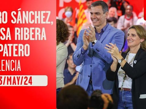 Pedro Sánchez, Teresa Ribera y Zapatero en Valencia