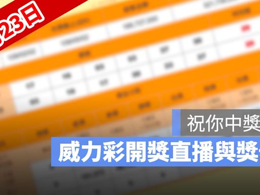 9月23日威力彩開獎號碼直播：開獎時間幾點、得獎號碼、中獎方式看這裡