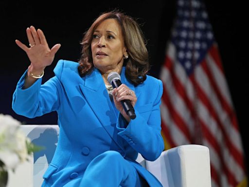 Kamala Harris congratulates JD Vance on being Trump’s running mate – and challenges him to debate