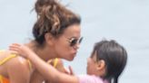 Eva Longoria shows off her assets in thong bikini on beach in Marbella