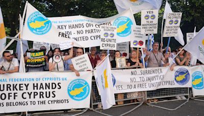 UK Cypriots protest outside Turkish embassy on 50th anniversary of invasion