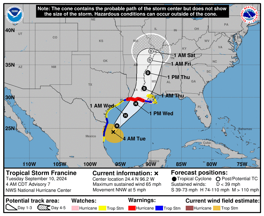 Tropical Storm Francine expected to become hurricane: Track path, impact