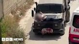 Israeli army strapped wounded Palestinian to jeep