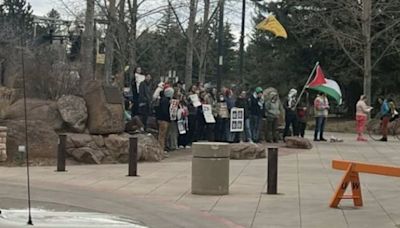 Group demonstrates at the University of Wyoming campus on Friday
