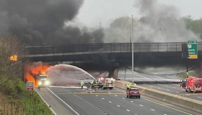 Traffic snarled as workers begin removing I-95 overpass scorched in fuel truck inferno