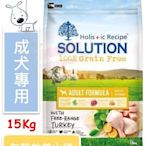 ♡寵物萌萌噠♡【免運】新品 SOLUTION 耐吉斯 無穀成犬(火雞) 狗飼料 15kg