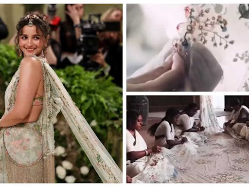 Alia Bhatt shuts down haters comparing her Met Gala look to Deepika Padukone's 2017 ensemble; credits craftswomen for intricate saree work - Times of India