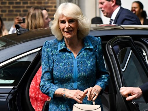 Queen Camilla Embraces Peacock Print for Primary School Visit in London
