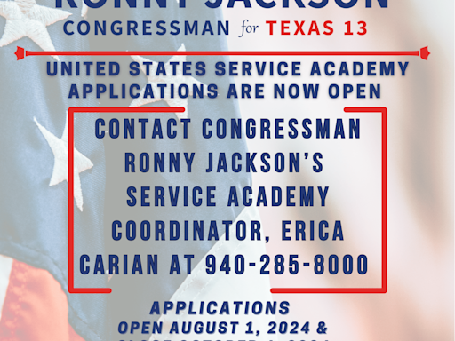 Rep. Ronny Jackson accepting applications for nomination to U.S. Service Academies