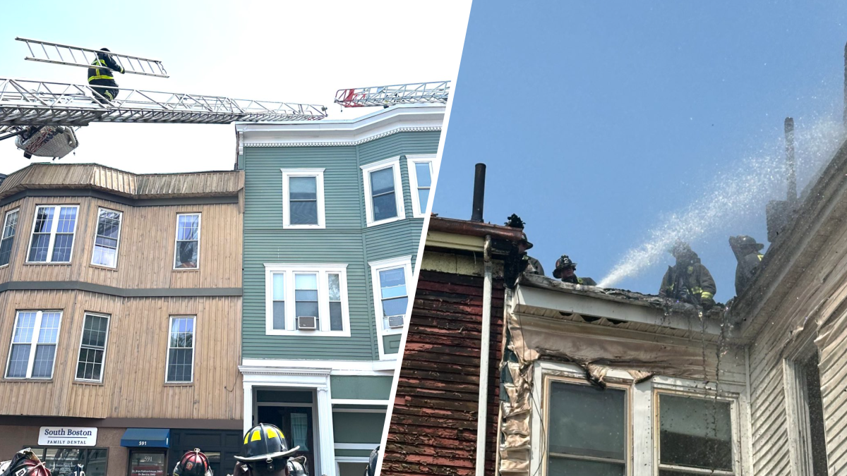 Authorities battle flames in South Boston building