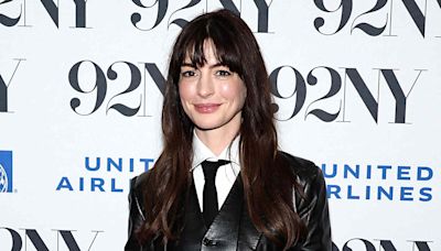 Anne Hathaway Paired Her Black Leather Suit with a Controversial Y2K Trend