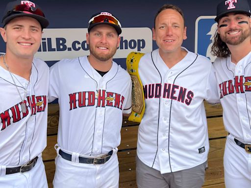 Joey Chestnut crushes ice cream and fried walleye at MiLB game -- for a cause