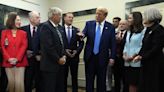 Cheers, cake and a fist-bump from GOP as Trump returns to Capitol Hill in a first since Jan. 6 riot