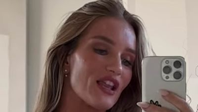 Rosie Huntington-Whiteley stuns in a high-leg black bodysuit