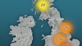 Map shows hottest places in the UK with London set to reach highs of 30°C