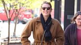 Blake Lively's Casual Off-Duty Look Involves a Caramel Wrap Coat and Sweatpants