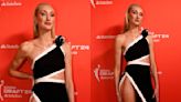 Cameron Brink Channels the Black-and-white Trend in Asymmetrical Balmain Dress at the 2024 WNBA Draft