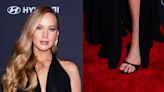 Jennifer Lawrence Goes All Black in Giuseppe Zanotti Stiletto Shoes at GLAAD Media Awards in NYC