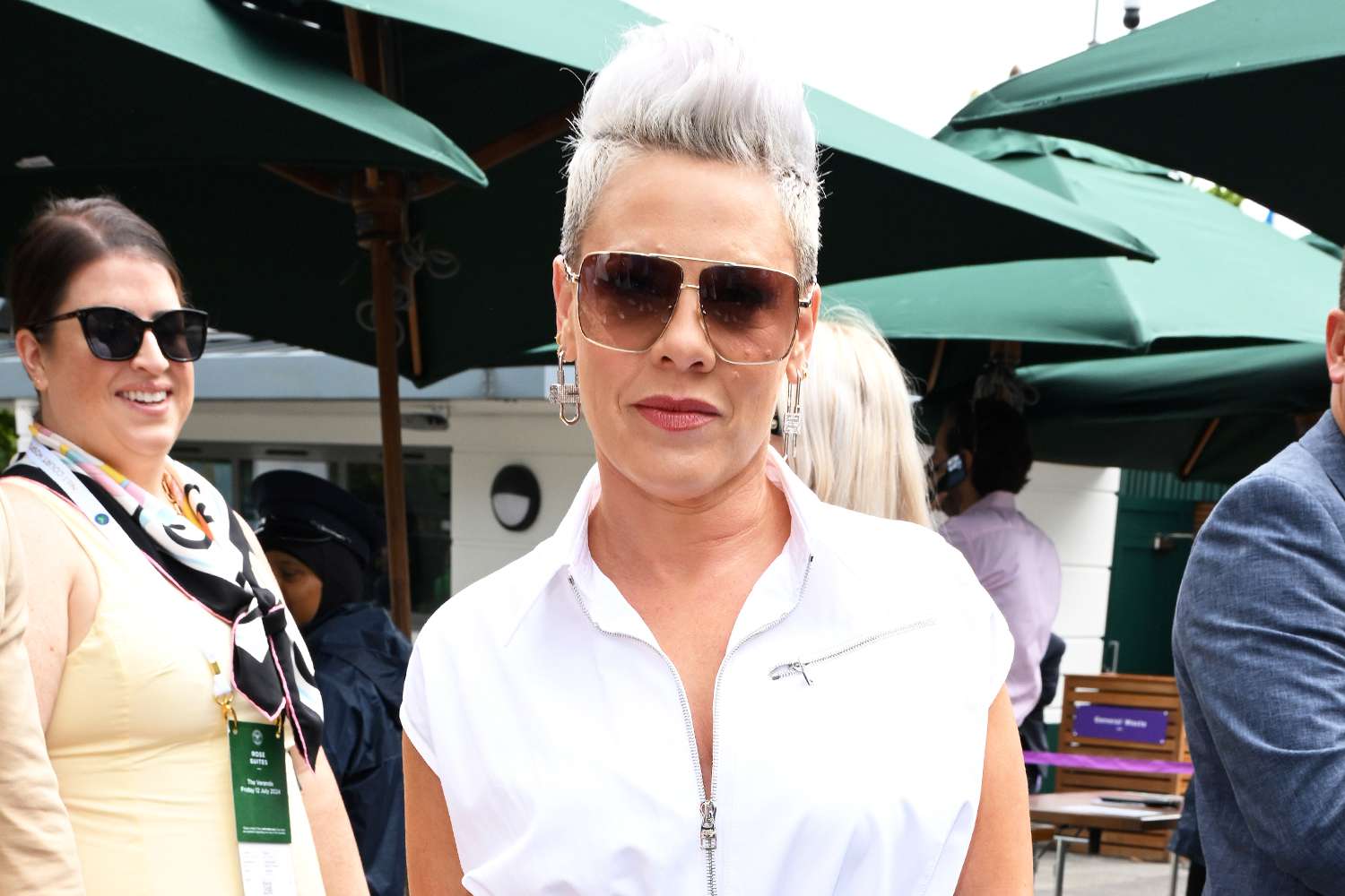 Pink Ditches Her Rocker Look for a Demure White Dress Moment at Wimbledon: See Her Sophisticated Look!