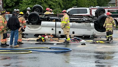 Woman taken to hospital, after vehicle ends up on its roof in North Whitehall