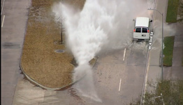 Water spewing in NW Houston after apparent main break