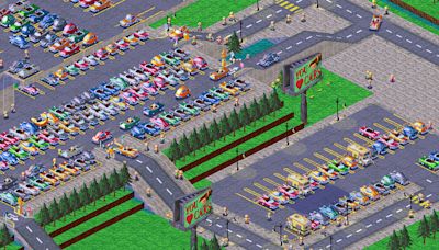 In this satirical city builder, your goal is to convert walkable cities into parking lots and use propaganda to convince everyone it's what they want