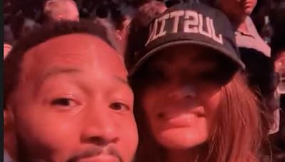 Chrissy Teigen sports 'Justin' hat at Timberlake's NYC concert