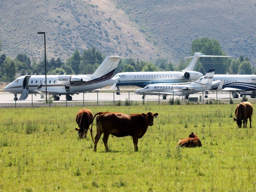 Private jets are taking over a small-town Idaho airport for the annual 'summer camp for billionaires'